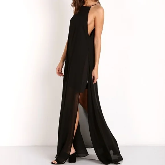 Show Me Your Mumu Black Sheer Lined Bronte Maxi Sleeveless Dress Small! - Picture 5 of 14